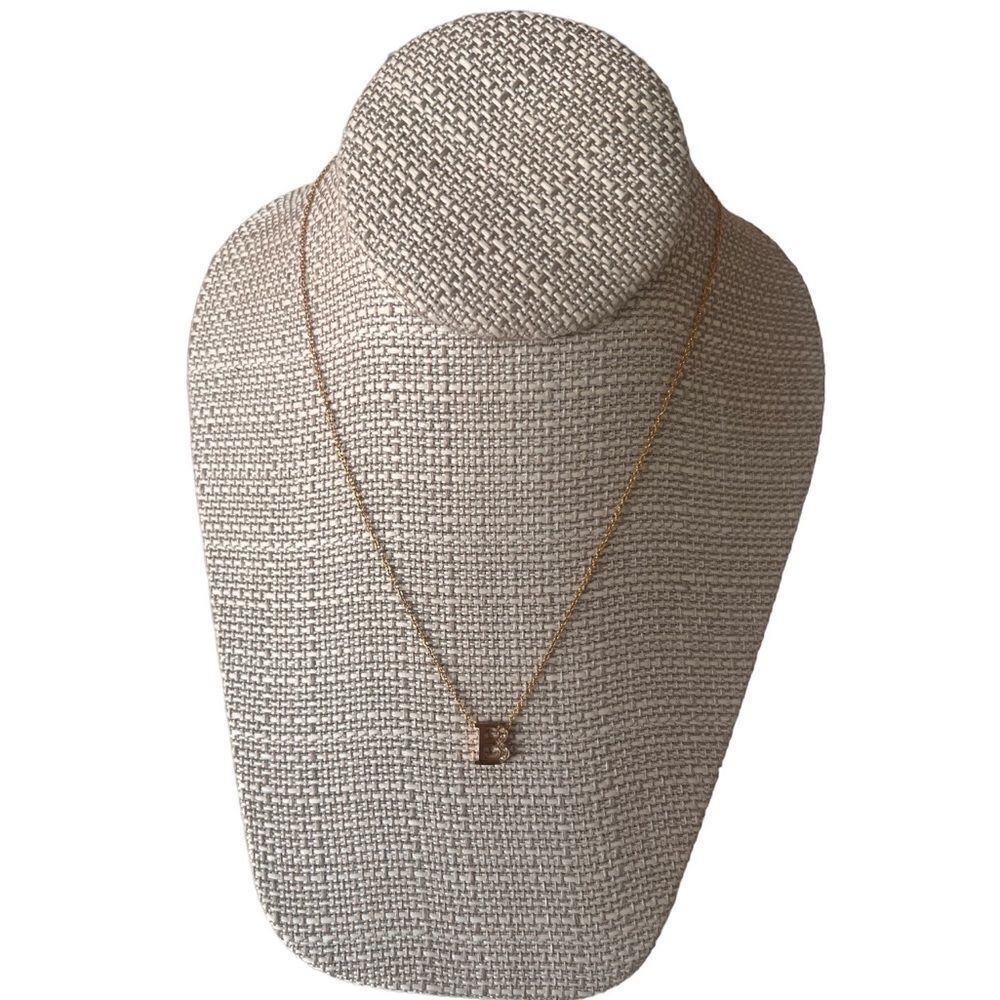 NWT Stainless Steel Gold Tone Initial Pendant Necklace B